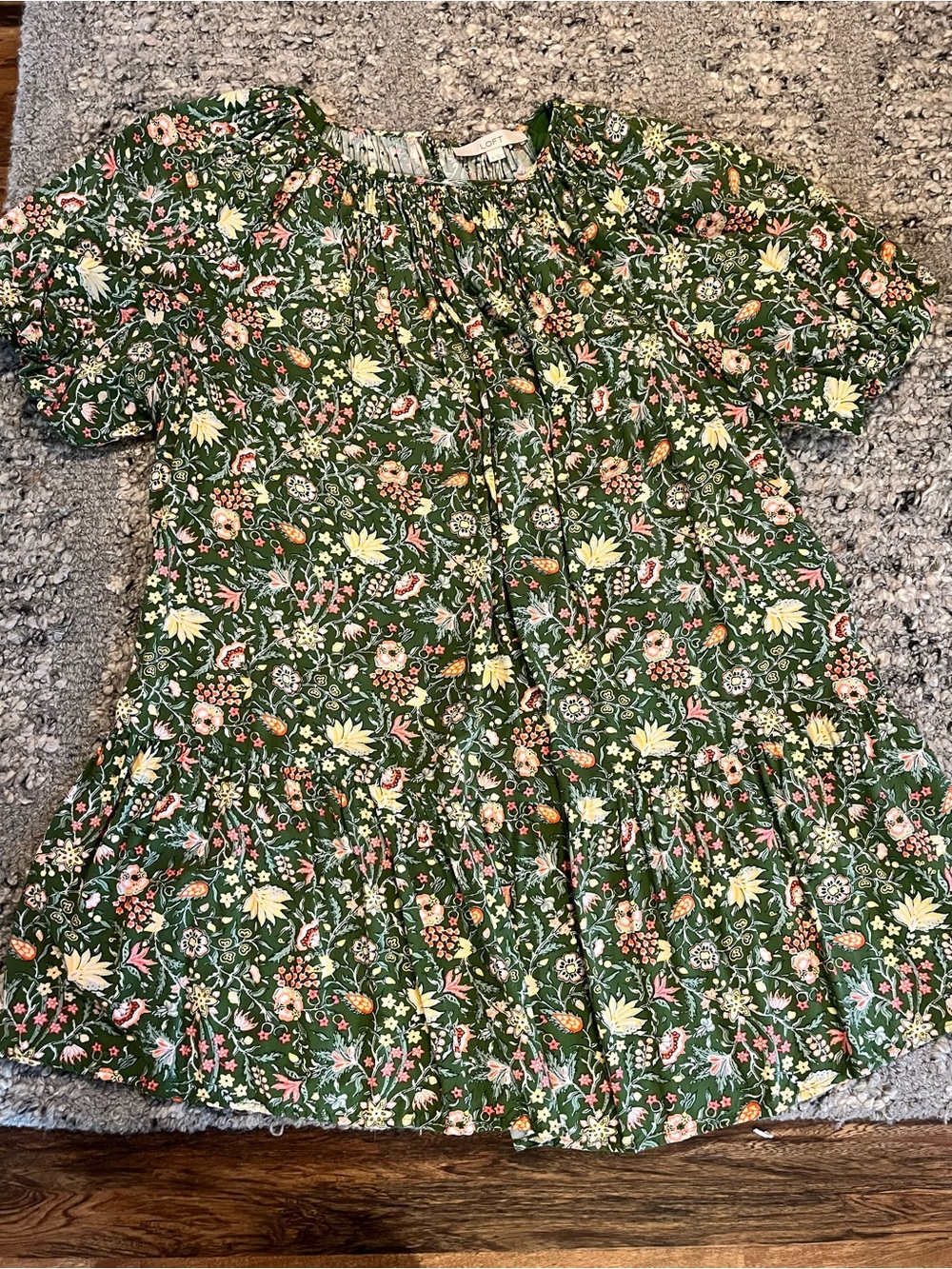 LOFT Green Floral Midi Dress